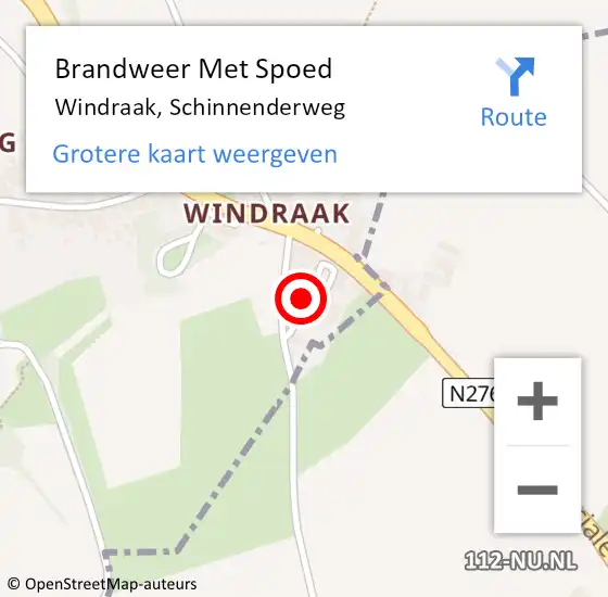 Locatie op kaart van de 112 melding: Brandweer Met Spoed Naar Windraak, Schinnenderweg op 28 september 2016 22:51