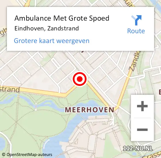 Locatie op kaart van de 112 melding: Ambulance Met Grote Spoed Naar Eindhoven, Zandstrand op 28 september 2016 23:05