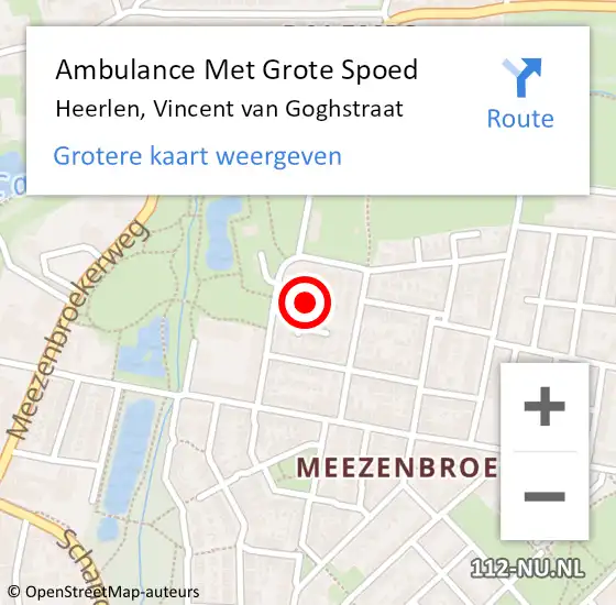 Locatie op kaart van de 112 melding: Ambulance Met Grote Spoed Naar Heerlen, Vincent van Goghstraat op 28 december 2013 20:52