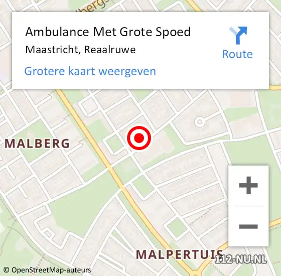 Locatie op kaart van de 112 melding: Ambulance Met Grote Spoed Naar Maastricht, Reaalruwe op 28 december 2013 20:58