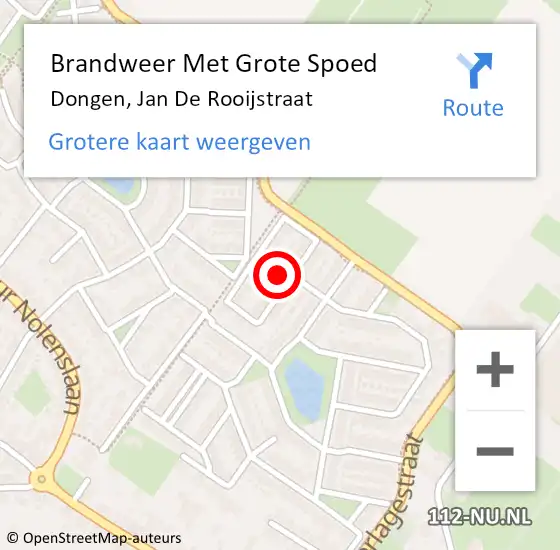 Locatie op kaart van de 112 melding: Brandweer Met Grote Spoed Naar Dongen, Jan De Rooijstraat op 29 september 2016 02:41