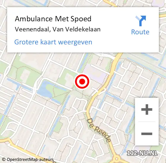 Locatie op kaart van de 112 melding: Ambulance Met Spoed Naar Veenendaal, Van Veldekelaan op 29 september 2016 03:48