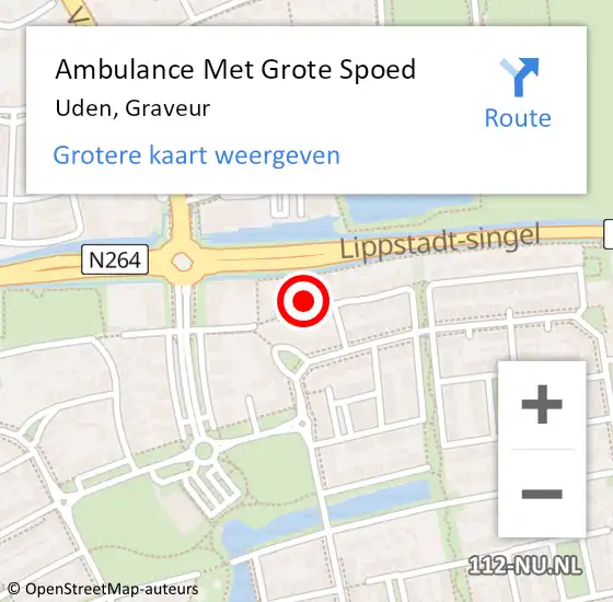 Locatie op kaart van de 112 melding: Ambulance Met Grote Spoed Naar Uden, Graveur op 29 september 2016 03:59