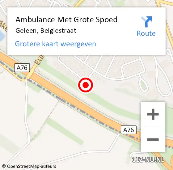 Locatie op kaart van de 112 melding: Ambulance Met Grote Spoed Naar Geleen, Belgiestraat op 28 december 2013 21:05