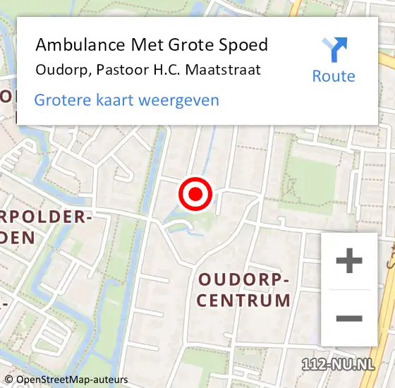 Locatie op kaart van de 112 melding: Ambulance Met Grote Spoed Naar Oudorp, Pastoor H.C. Maatstraat op 29 september 2016 05:30