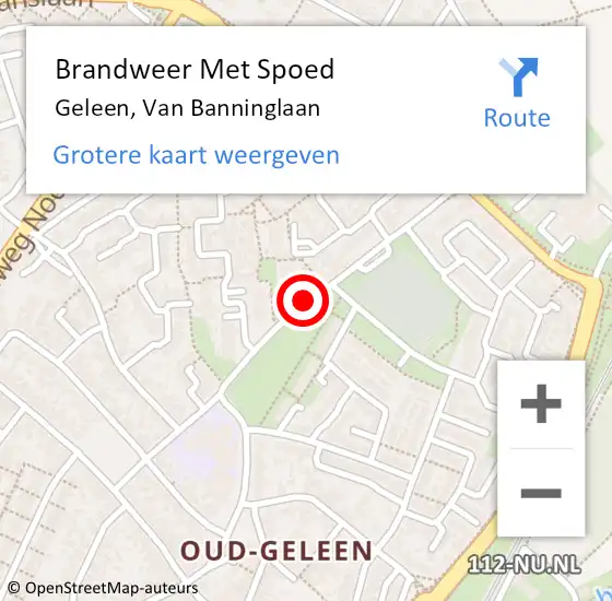 Locatie op kaart van de 112 melding: Brandweer Met Spoed Naar Geleen, Van Banninglaan op 29 september 2016 06:46