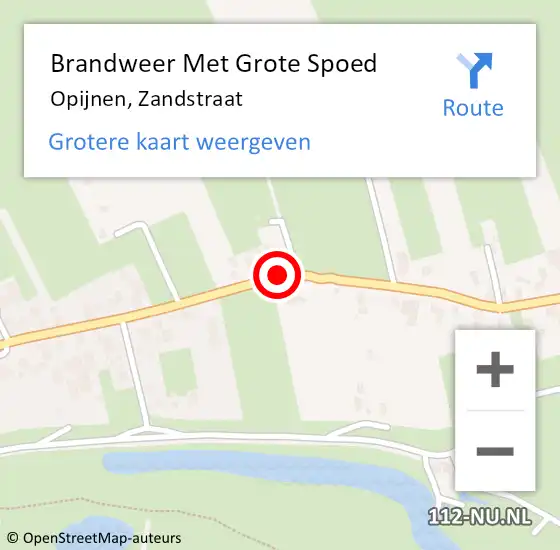 Locatie op kaart van de 112 melding: Brandweer Met Grote Spoed Naar Opijnen, Zandstraat op 29 september 2016 07:10