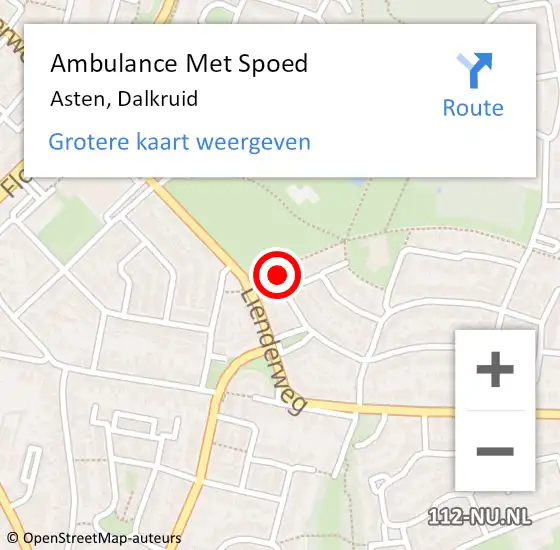 Locatie op kaart van de 112 melding: Ambulance Met Spoed Naar Asten, Dalkruid op 29 september 2016 07:32