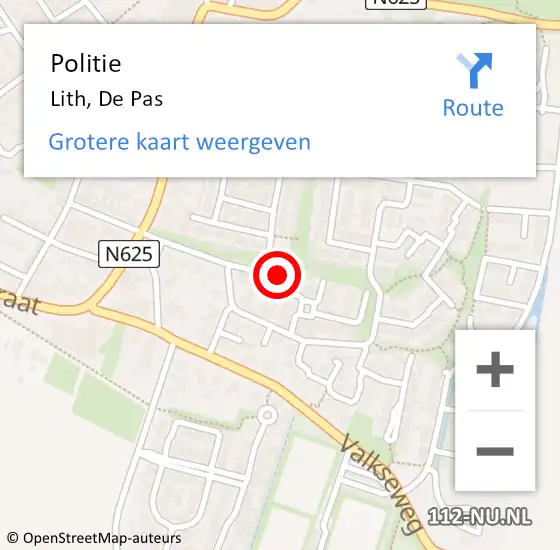 Locatie op kaart van de 112 melding: Politie Lith, De Pas op 29 september 2016 07:34