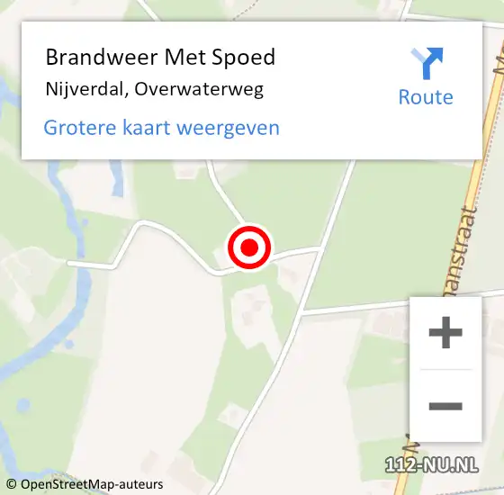 Locatie op kaart van de 112 melding: Brandweer Met Spoed Naar Nijverdal, Overwaterweg op 29 september 2016 07:37