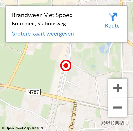 Locatie op kaart van de 112 melding: Brandweer Met Spoed Naar Brummen, Stationsweg op 29 september 2016 08:41