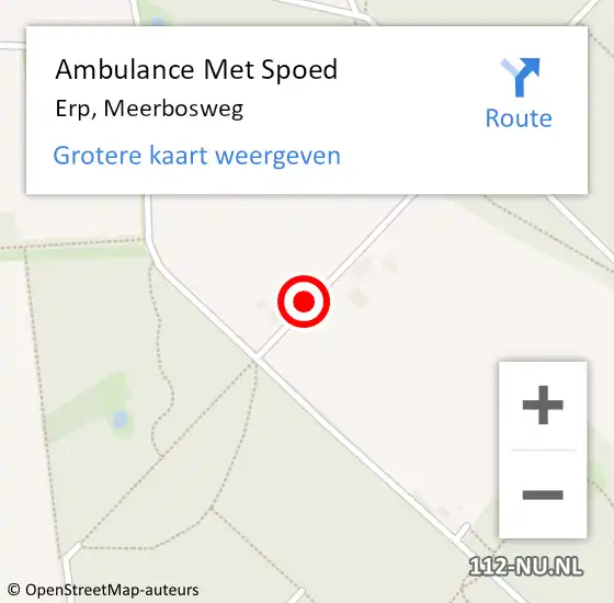 Locatie op kaart van de 112 melding: Ambulance Met Spoed Naar Erp, Meerbosweg op 29 september 2016 08:43