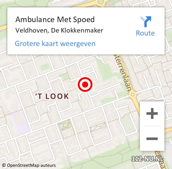 Locatie op kaart van de 112 melding: Ambulance Met Spoed Naar Veldhoven, De Klokkenmaker op 29 september 2016 09:30