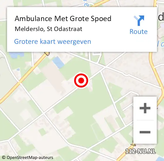 Locatie op kaart van de 112 melding: Ambulance Met Grote Spoed Naar Melderslo, St Odastraat op 29 september 2016 10:03