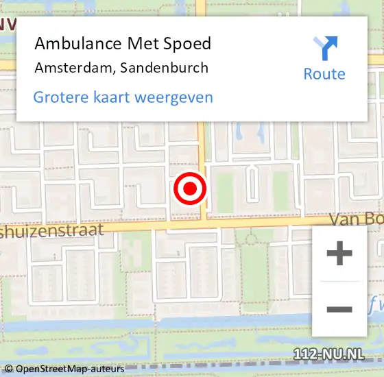 Locatie op kaart van de 112 melding: Ambulance Met Spoed Naar Amsterdam, Sandenburch op 29 september 2016 10:24