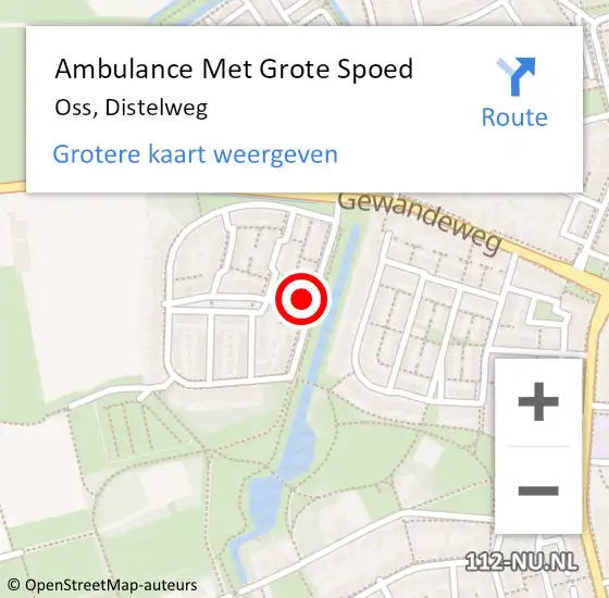 Locatie op kaart van de 112 melding: Ambulance Met Grote Spoed Naar Oss, Distelweg op 29 september 2016 10:51