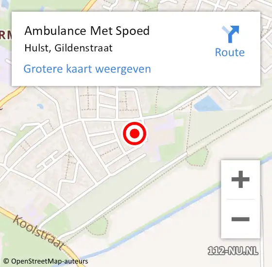 Locatie op kaart van de 112 melding: Ambulance Met Spoed Naar Hulst, Gildenstraat op 29 september 2016 11:06