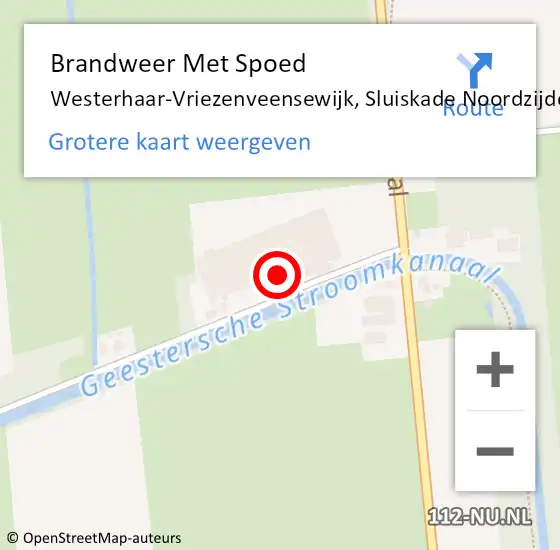 Locatie op kaart van de 112 melding: Brandweer Met Spoed Naar Westerhaar-Vriezenveensewijk, Sluiskade Noordzijde op 29 september 2016 12:00