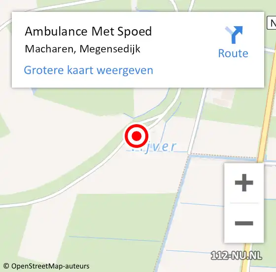 Locatie op kaart van de 112 melding: Ambulance Met Spoed Naar Macharen, Megensedijk op 17 september 2013 13:54