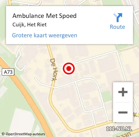 Locatie op kaart van de 112 melding: Ambulance Met Spoed Naar Cuijk, Het Riet op 29 september 2016 12:13