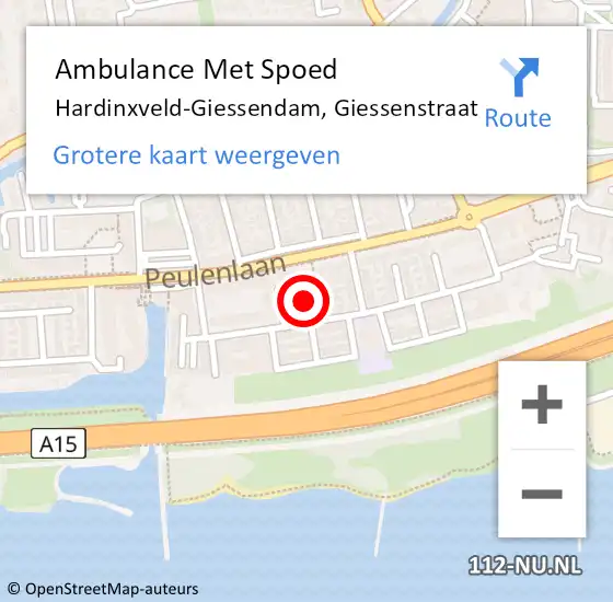 Locatie op kaart van de 112 melding: Ambulance Met Spoed Naar Hardinxveld-Giessendam, Giessenstraat op 29 september 2016 12:19