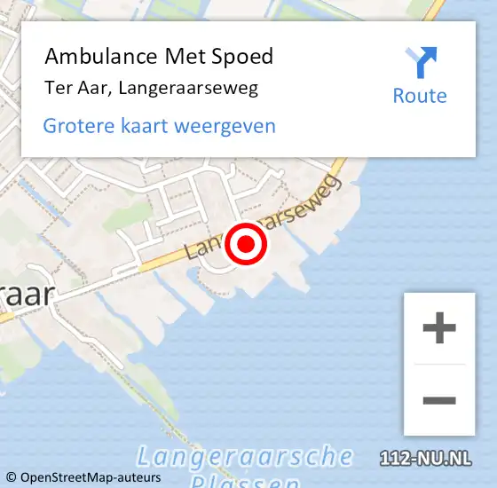 Locatie op kaart van de 112 melding: Ambulance Met Spoed Naar Ter Aar, Langeraarseweg op 29 september 2016 12:46