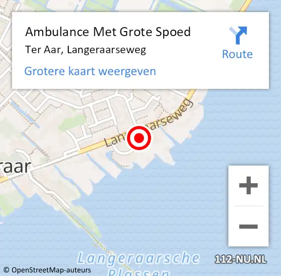 Locatie op kaart van de 112 melding: Ambulance Met Grote Spoed Naar Ter Aar, Langeraarseweg op 29 september 2016 12:48