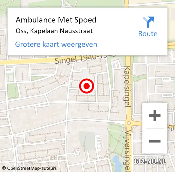 Locatie op kaart van de 112 melding: Ambulance Met Spoed Naar Oss, Kapelaan Nausstraat op 29 september 2016 14:04