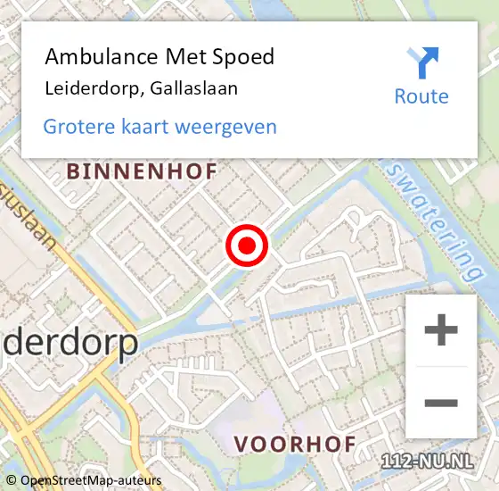 Locatie op kaart van de 112 melding: Ambulance Met Spoed Naar Leiderdorp, Gallaslaan op 29 september 2016 14:35