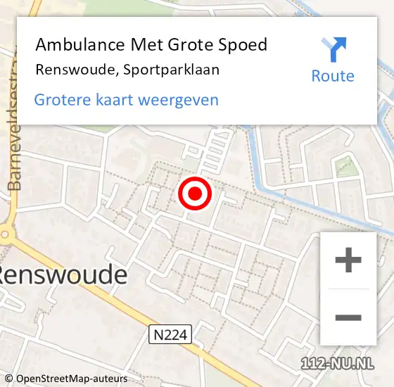 Locatie op kaart van de 112 melding: Ambulance Met Grote Spoed Naar Renswoude, Sportparklaan op 28 december 2013 22:24