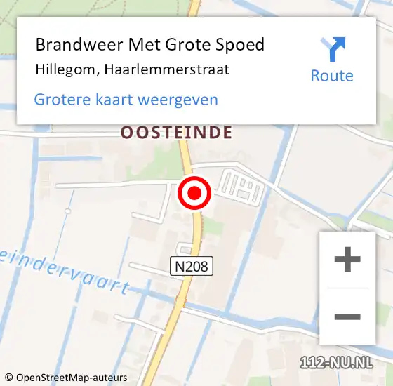 Locatie op kaart van de 112 melding: Brandweer Met Grote Spoed Naar Hillegom, Haarlemmerstraat op 29 september 2016 14:41