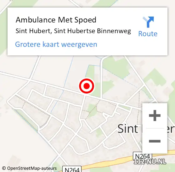 Locatie op kaart van de 112 melding: Ambulance Met Spoed Naar Sint Hubert, Sint Hubertse Binnenweg op 29 september 2016 15:01