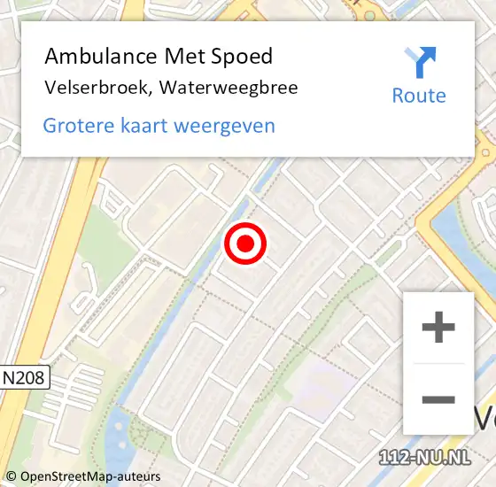 Locatie op kaart van de 112 melding: Ambulance Met Spoed Naar Velserbroek, Waterweegbree op 28 december 2013 22:33