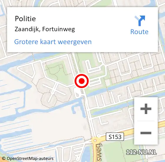 Locatie op kaart van de 112 melding: Politie Zaandijk, Fortuinweg op 29 september 2016 15:36