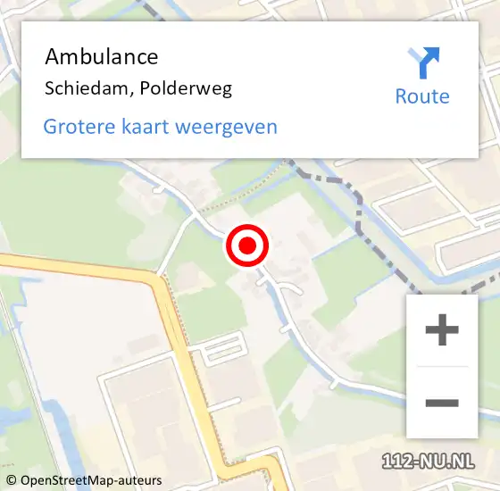 Locatie op kaart van de 112 melding: Ambulance Schiedam, Polderweg op 29 september 2016 15:41