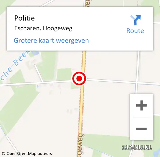 Locatie op kaart van de 112 melding: Politie Escharen, Hoogeweg op 29 september 2016 16:25