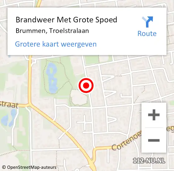 Locatie op kaart van de 112 melding: Brandweer Met Grote Spoed Naar Brummen, Troelstralaan op 29 september 2016 16:34