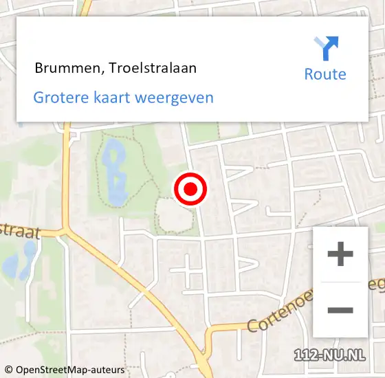 Locatie op kaart van de 112 melding:  Brummen, Troelstralaan op 29 september 2016 17:12