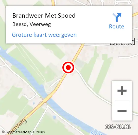 Locatie op kaart van de 112 melding: Brandweer Met Spoed Naar Beesd, Veerweg op 28 december 2013 23:03