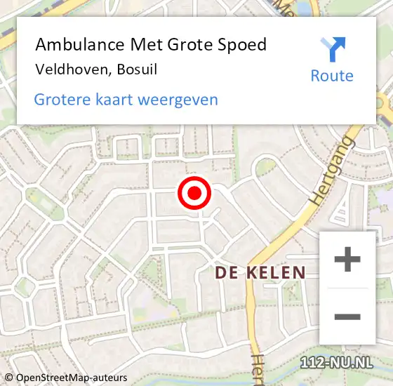 Locatie op kaart van de 112 melding: Ambulance Met Grote Spoed Naar Veldhoven, Bosuil op 29 september 2016 18:10