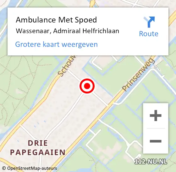 Locatie op kaart van de 112 melding: Ambulance Met Spoed Naar Wassenaar, Admiraal Helfrichlaan op 29 september 2016 18:39