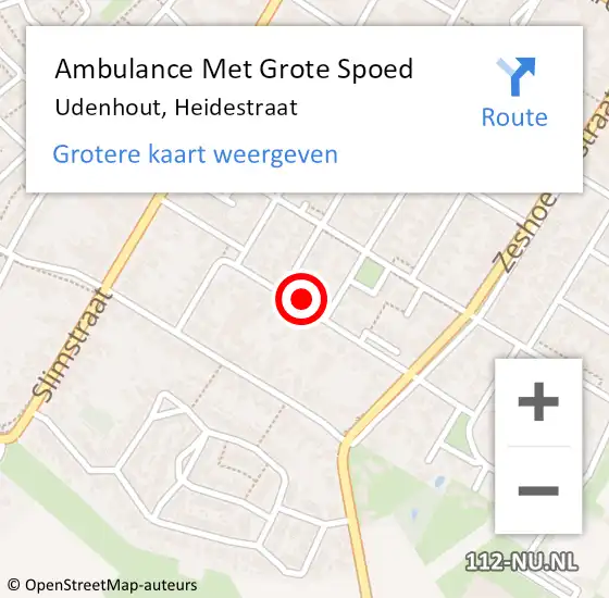 Locatie op kaart van de 112 melding: Ambulance Met Grote Spoed Naar Udenhout, Heidestraat op 29 september 2016 20:13