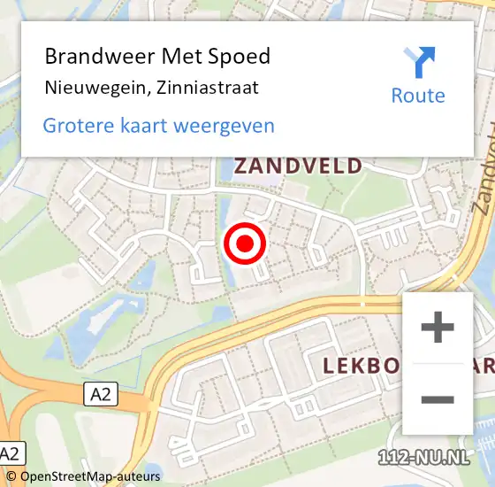 Locatie op kaart van de 112 melding: Brandweer Met Spoed Naar Nieuwegein, Zinniastraat op 29 september 2016 21:12