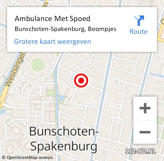 Locatie op kaart van de 112 melding: Ambulance Met Spoed Naar Bunschoten-Spakenburg, Boompjes op 29 september 2016 21:52