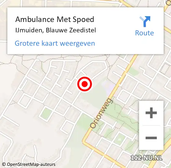 Locatie op kaart van de 112 melding: Ambulance Met Spoed Naar IJmuiden, Blauwe Zeedistel op 29 september 2016 23:13