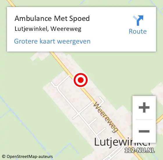 Locatie op kaart van de 112 melding: Ambulance Met Spoed Naar Lutjewinkel, Weereweg op 29 september 2016 23:57