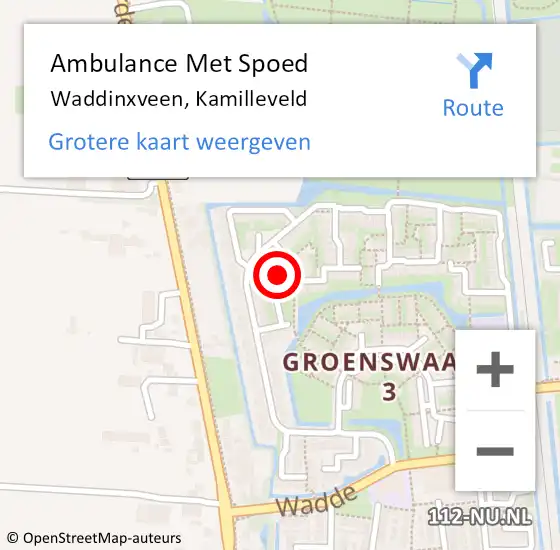 Locatie op kaart van de 112 melding: Ambulance Met Spoed Naar Waddinxveen, Kamilleveld op 30 september 2016 02:38