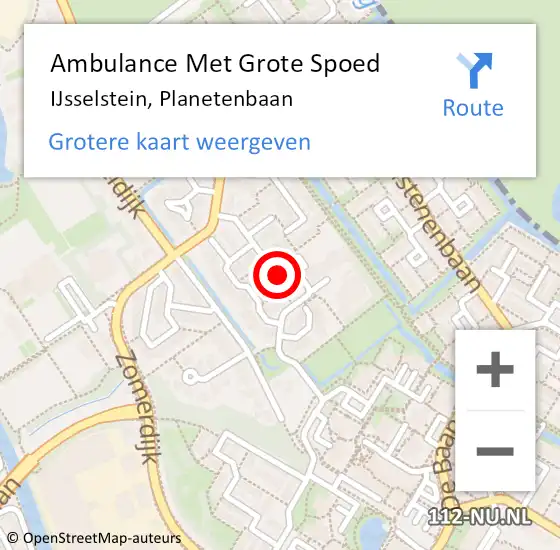 Locatie op kaart van de 112 melding: Ambulance Met Grote Spoed Naar IJsselstein, Planetenbaan op 30 september 2016 04:51