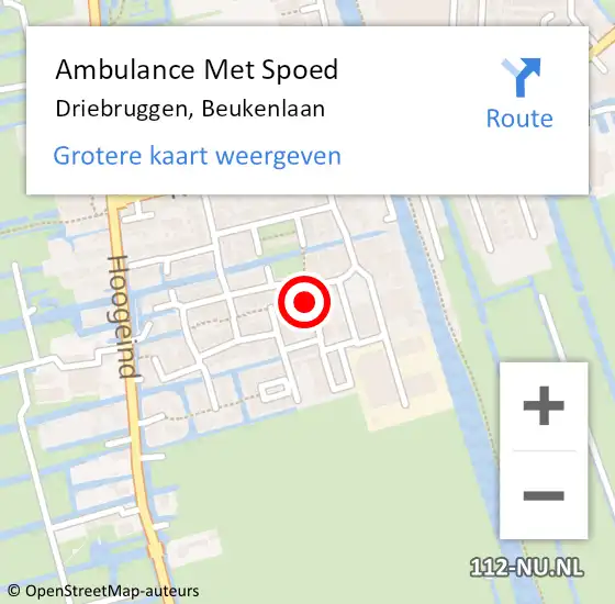 Locatie op kaart van de 112 melding: Ambulance Met Spoed Naar Driebruggen, Beukenlaan op 30 september 2016 04:56