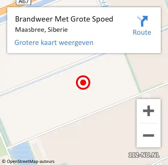 Locatie op kaart van de 112 melding: Brandweer Met Grote Spoed Naar Maasbree, Siberie op 30 september 2016 06:08